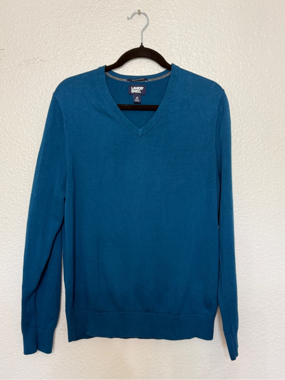 Lands' End Men’s Teal V-Neck Pullover Sweater